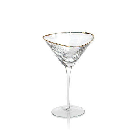 Aperitivo Triangular Glass Clear w/ Gold Rim