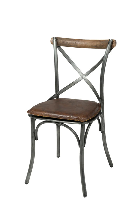 Metal Crossback Chair with Seat Cushion