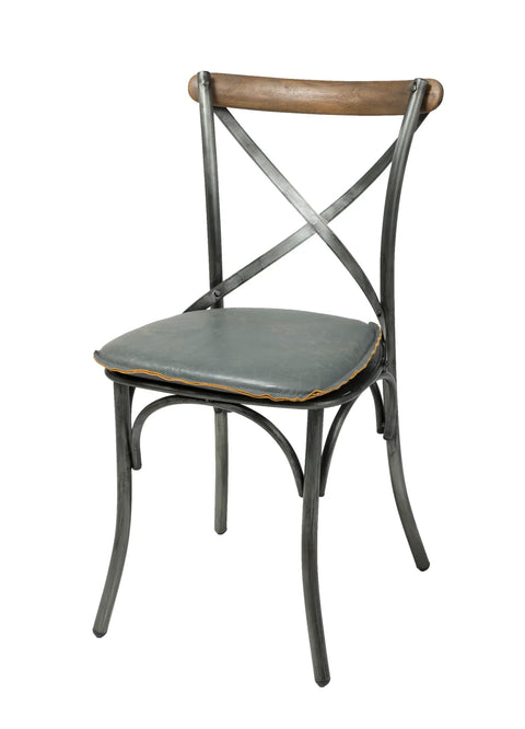 Metal Crossback Chair with Seat Cushion