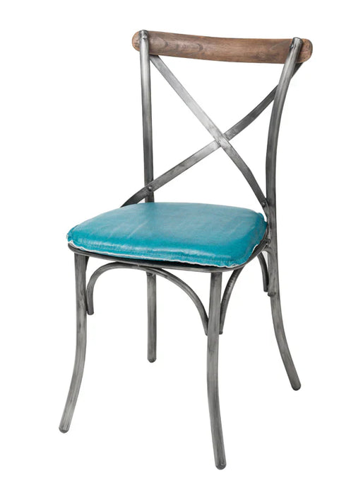 Metal Crossback Chair with Seat Cushion