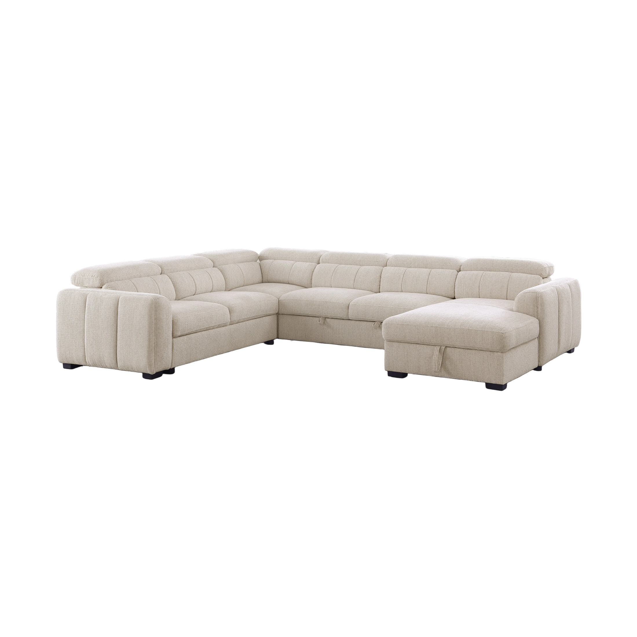 Caelan Sectional Sleeper with Chaise – Warm Beige