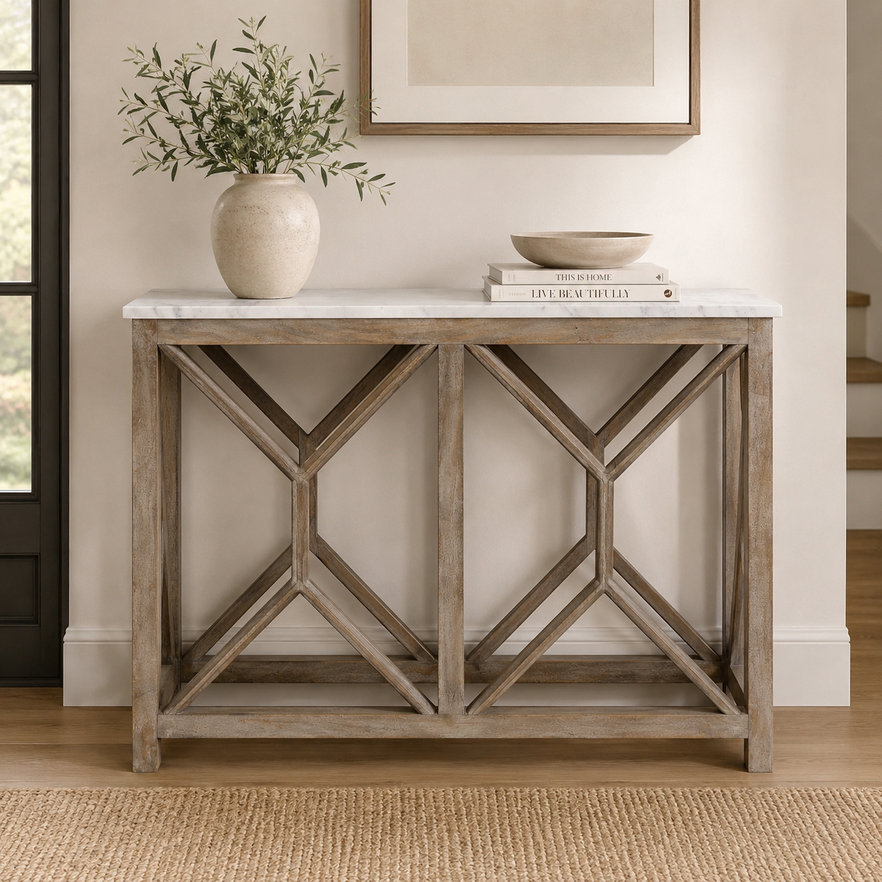 Calicut Console Table Marble Top