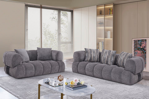 Adonis Loveseat w/2 Pillows - Bev Light Grey
