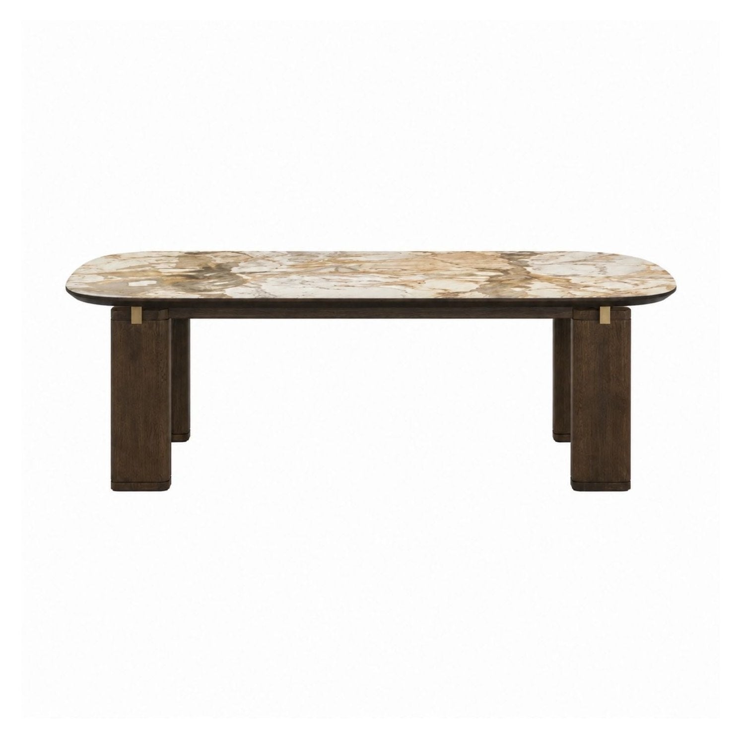 Calvora Modern Dining Table with Walnut Veneer & Ceramic Top