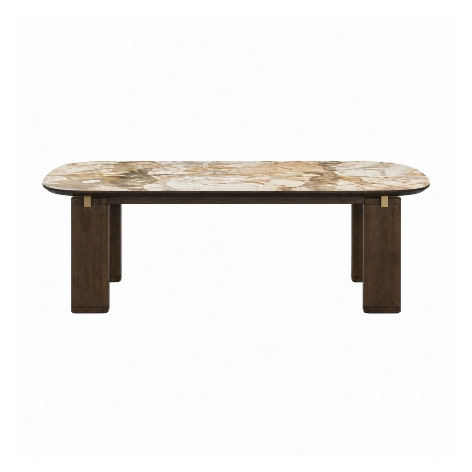 Calvora Modern Dining Table with Walnut Veneer & Ceramic Top