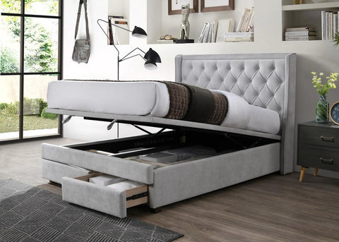 Camea Storage Queen Bed With Drawers - Light Grey