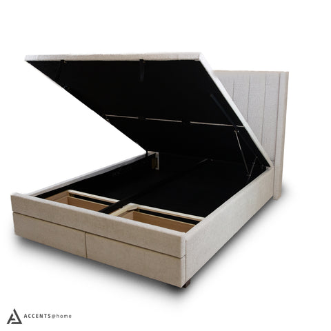 Candice Queen Storage Bed With Drawers - Pearl