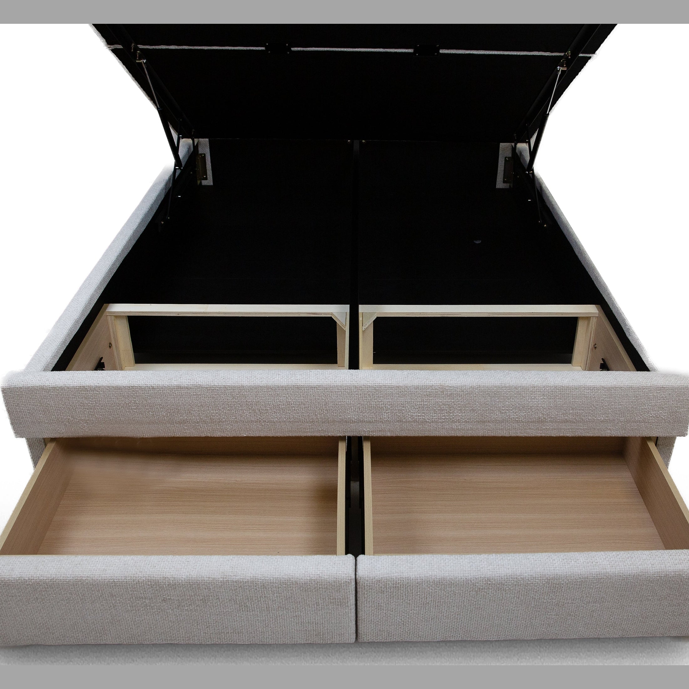 Candice Storage Double Bed With Drawers - Pearl