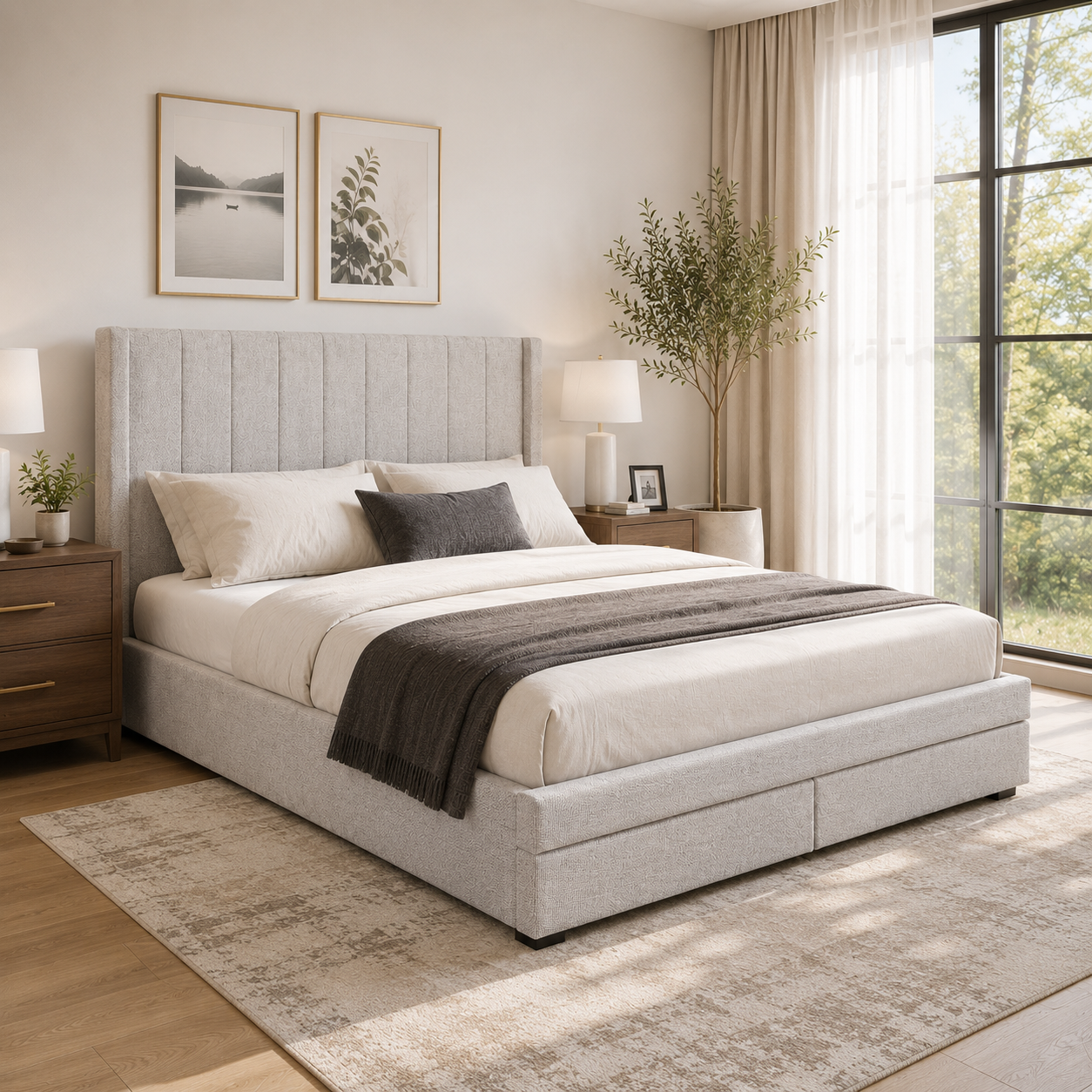 Candice Storage Bed With Drawers - Slate