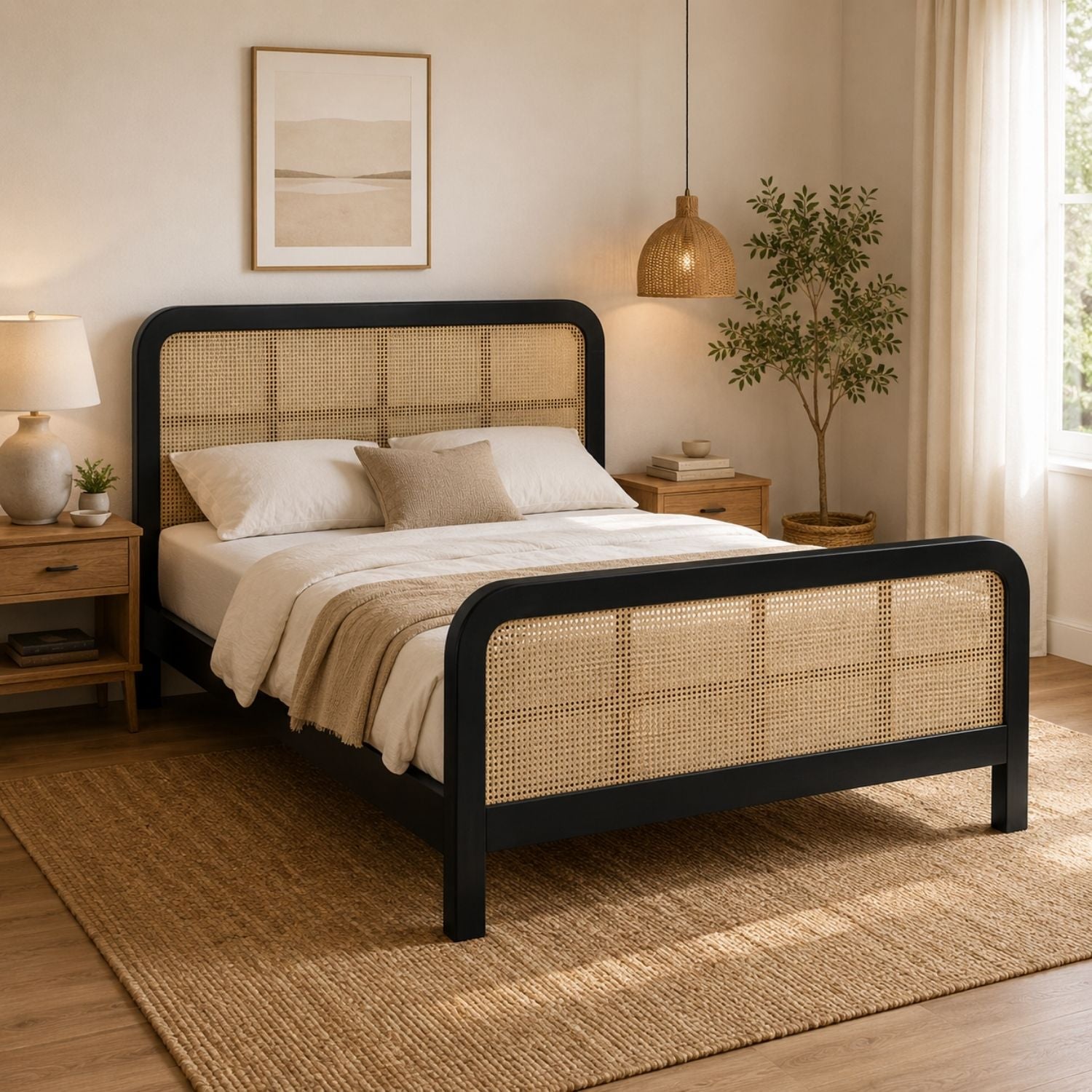 Cane Oval Queen Bed
