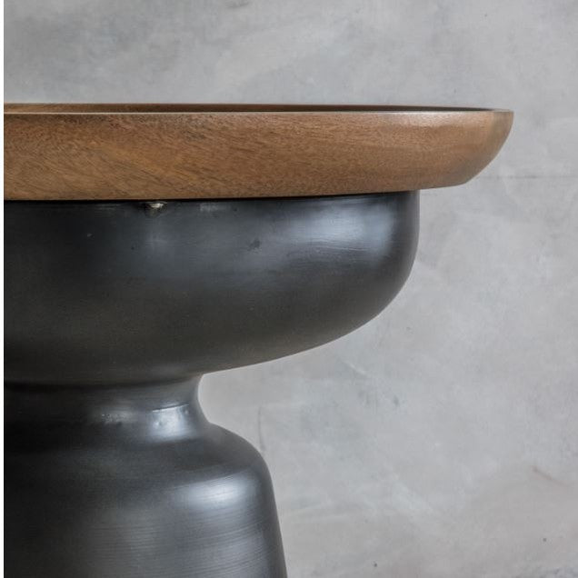 Rey Mango Wooden Side Table with Metal Legs