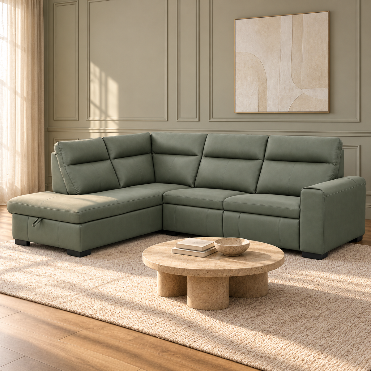 Carlsen  3-Piece Leather Power Reclining Sectional with Storage Chaise