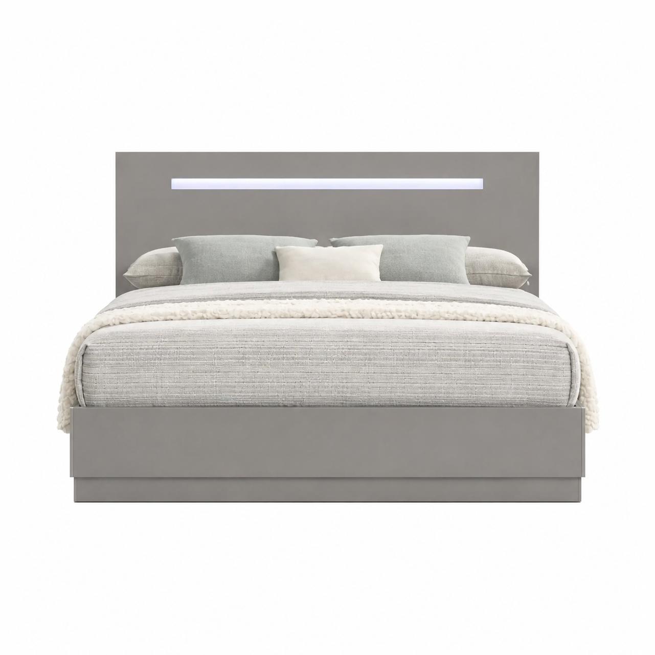 Casia Gloosy Bed with LED Lights - Grey King only