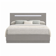 Casia Gloosy Bed with LED Lights - Grey King only