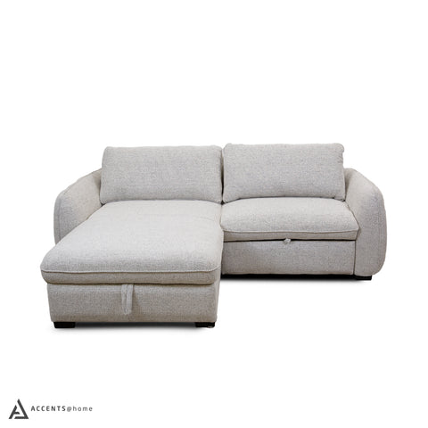 Cassey Pullout Sleeper Sectional with Storage Chaise - Light Grey