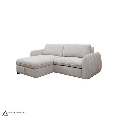 Cassey Pullout Sleeper Sectional with Storage Chaise - Light Grey