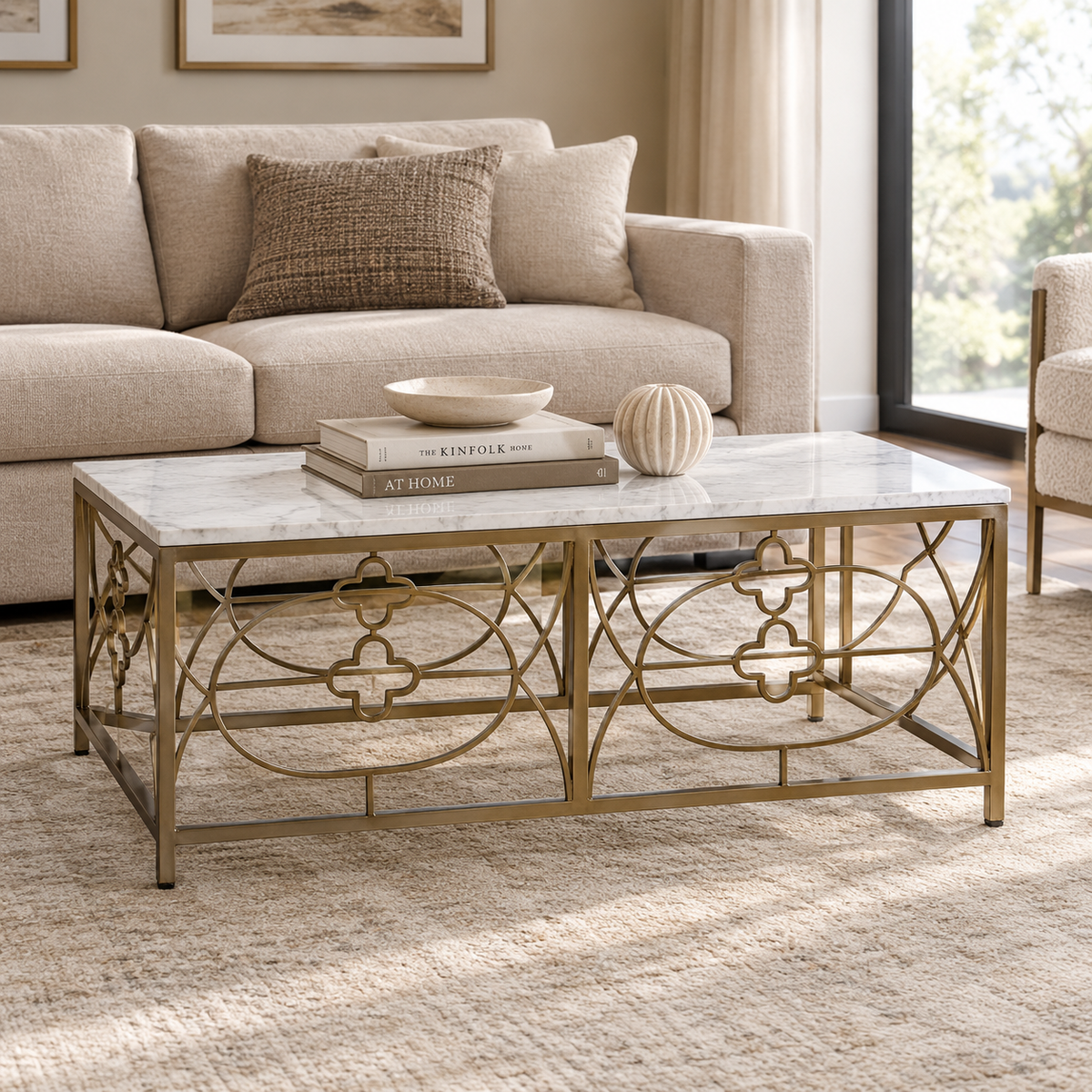 Catherine Coffee Table Gold with Marble top