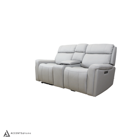 Cavallo Genuine Leather Power Recliner Loveseat with Console