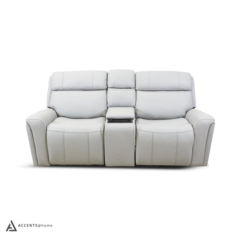 Cavallo Genuine Leather Power Recliner Loveseat with Console