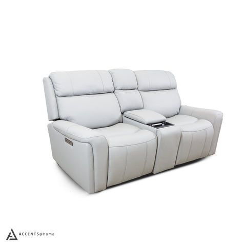 Cavallo Genuine Leather Power Recliner Loveseat with Console