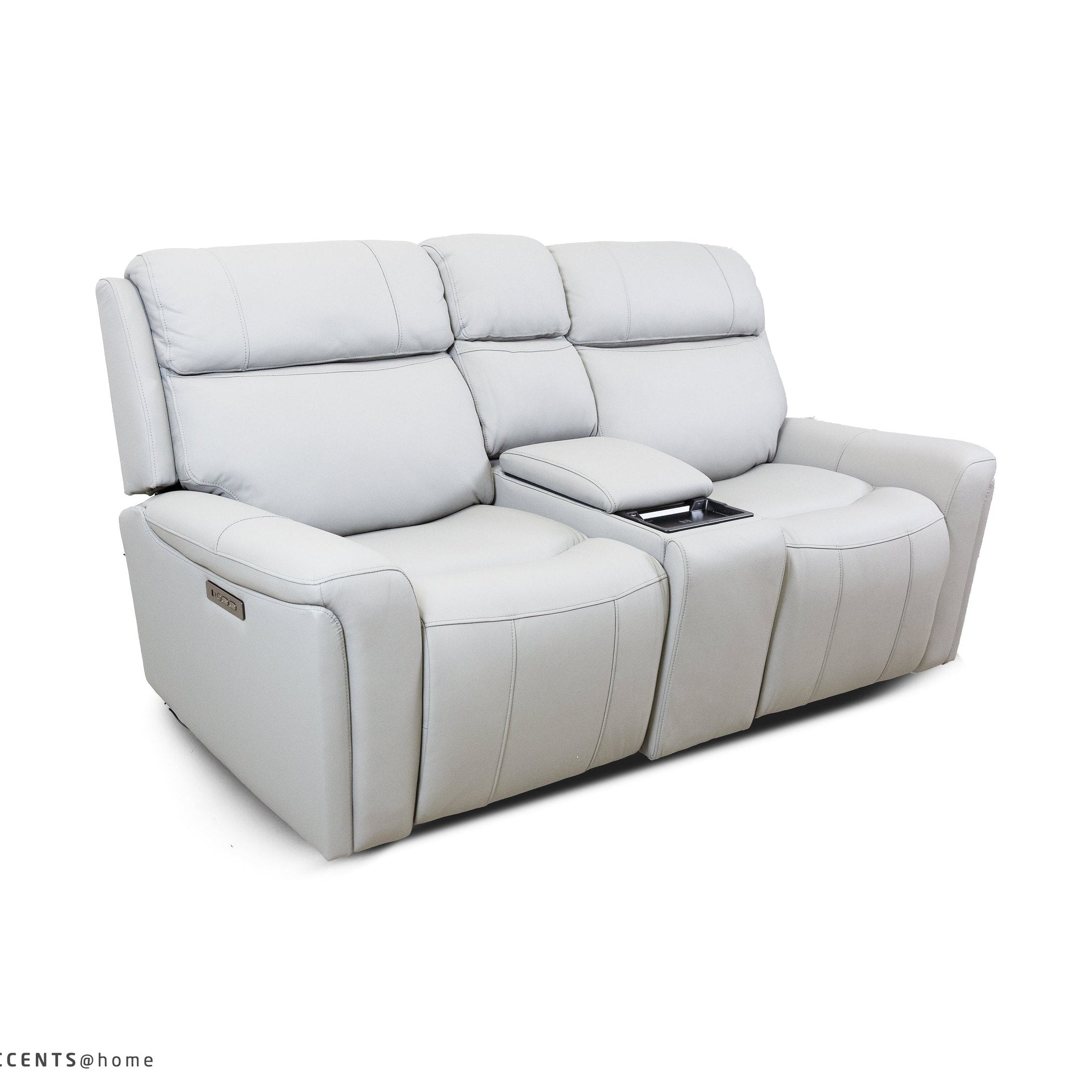 Cavallo Genuine Leather Power Recliner Loveseat with Console