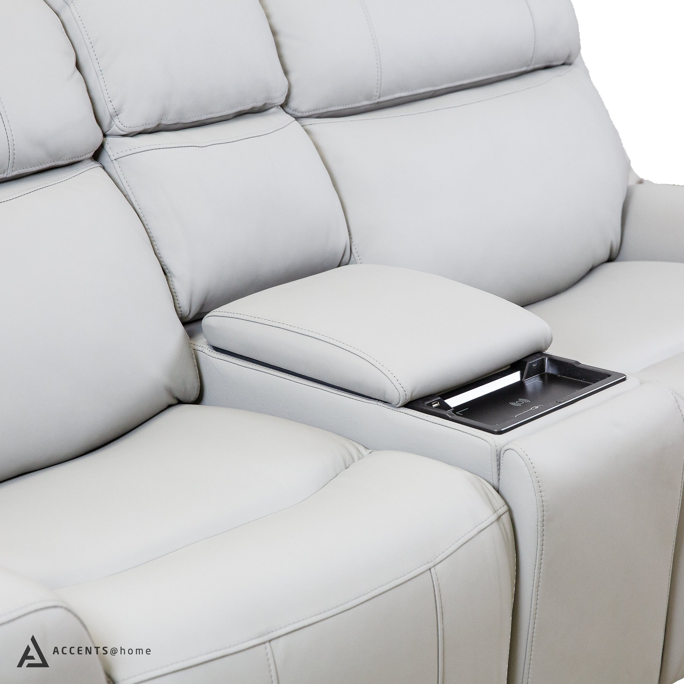 Cavallo Genuine Leather Power Recliner Loveseat with Console