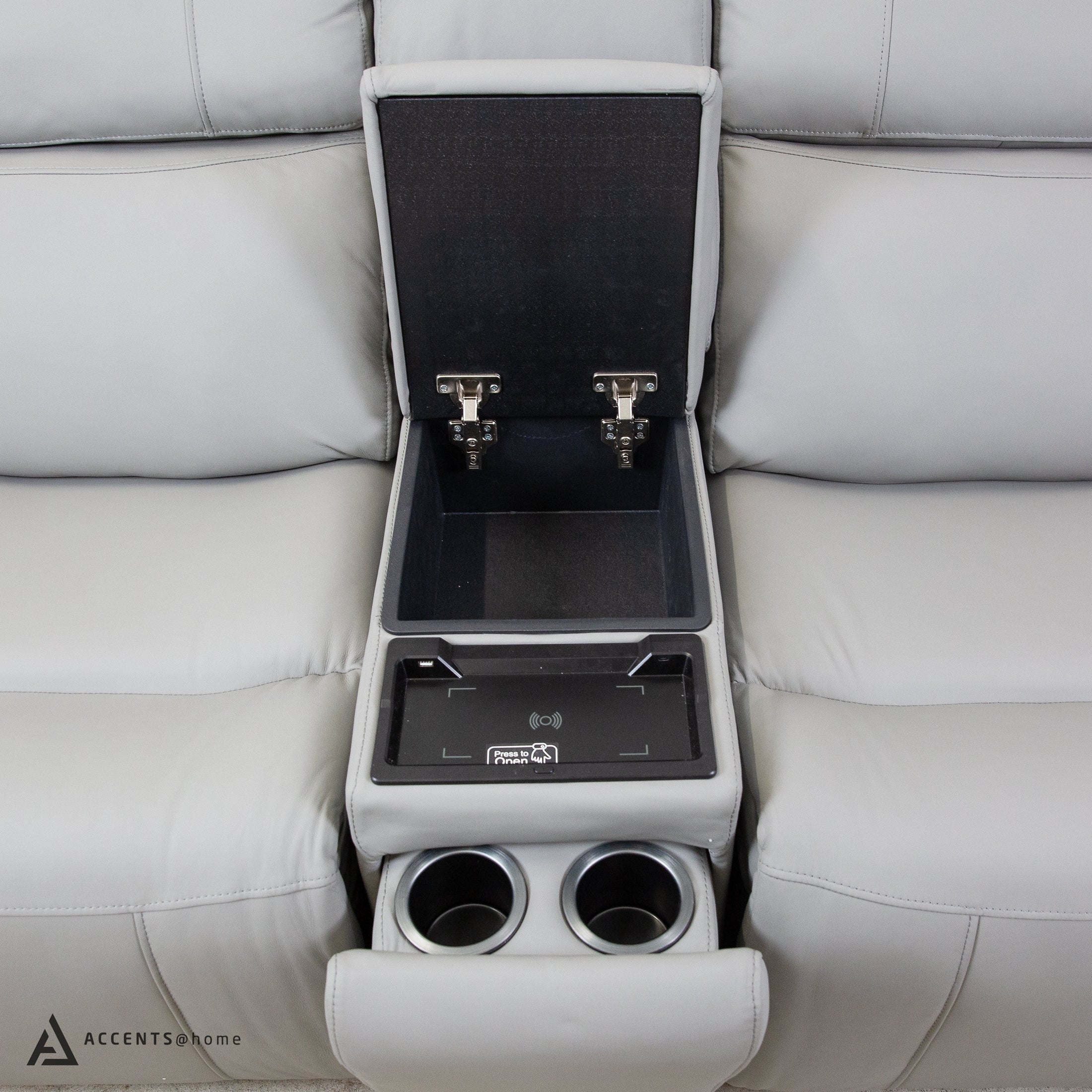 Cavallo Genuine Leather Power Recliner Loveseat with Console