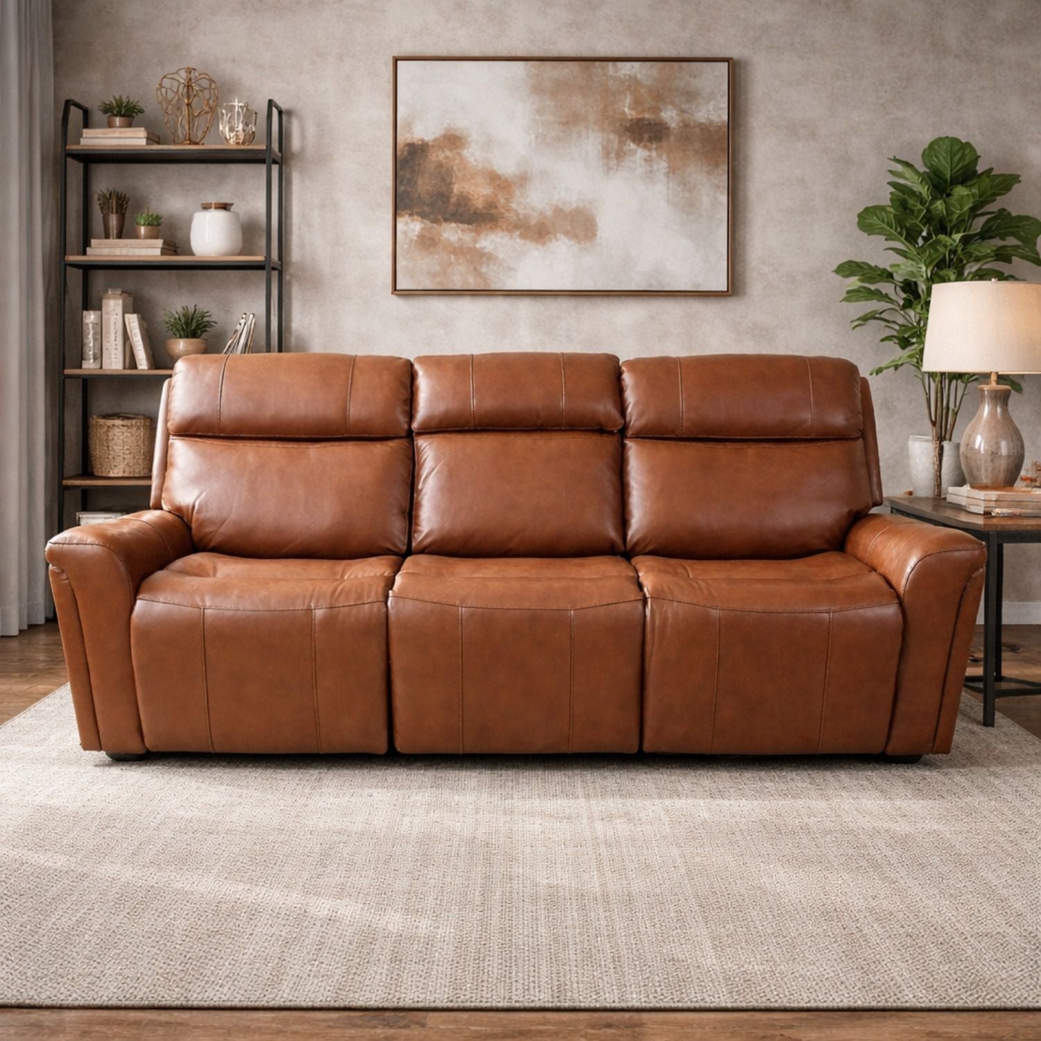 Cavallo Genuine Leather Power Recliner Sofa with Wireless Charger