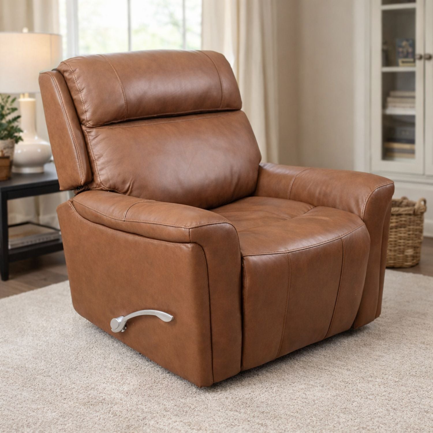 Cavallo Genuine Leather Swivel Manual Recliner Chair
