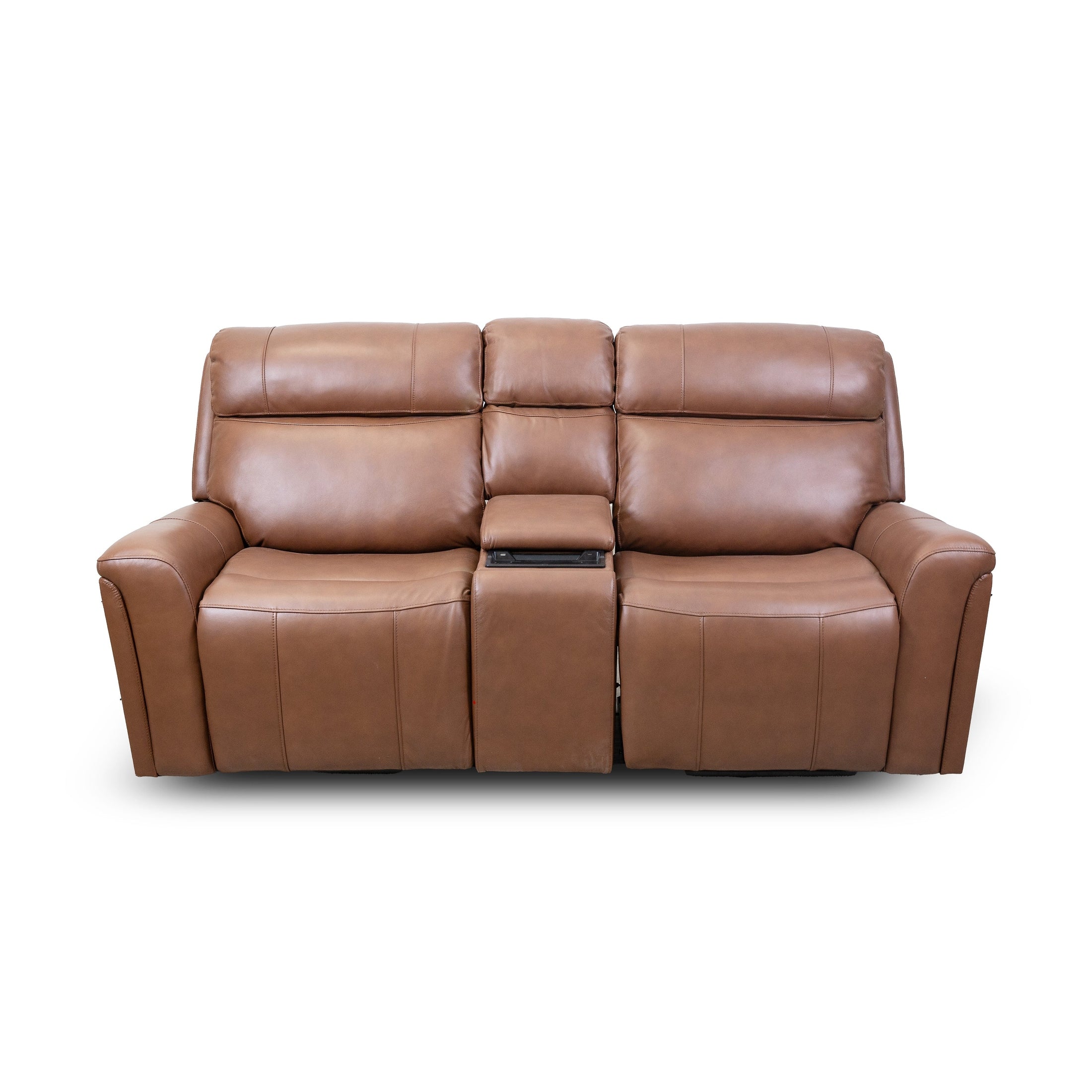 Cavallo Genuine Leather Power Recliner Loveseat with Console