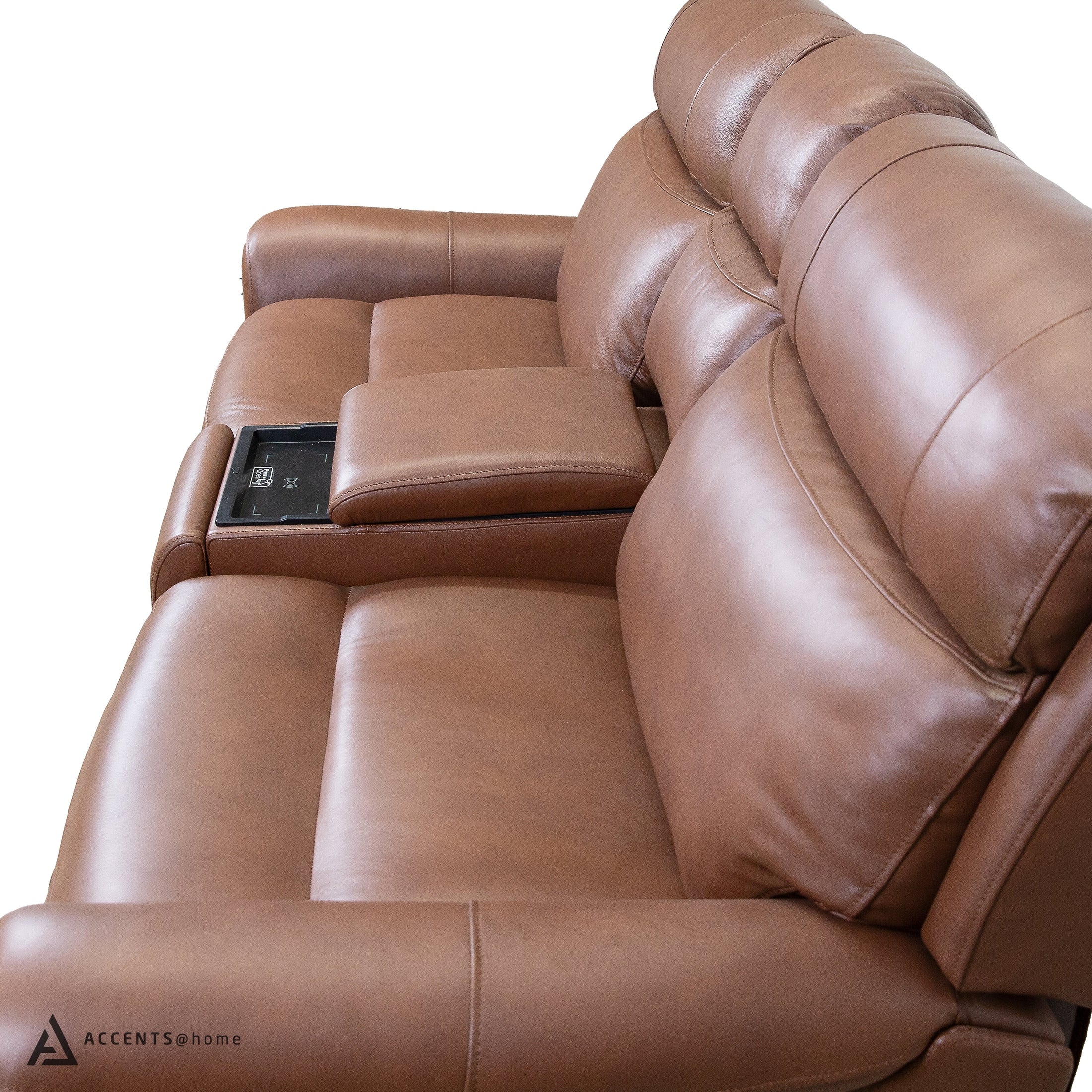 Cavallo Genuine Leather Power Recliner Loveseat with Console