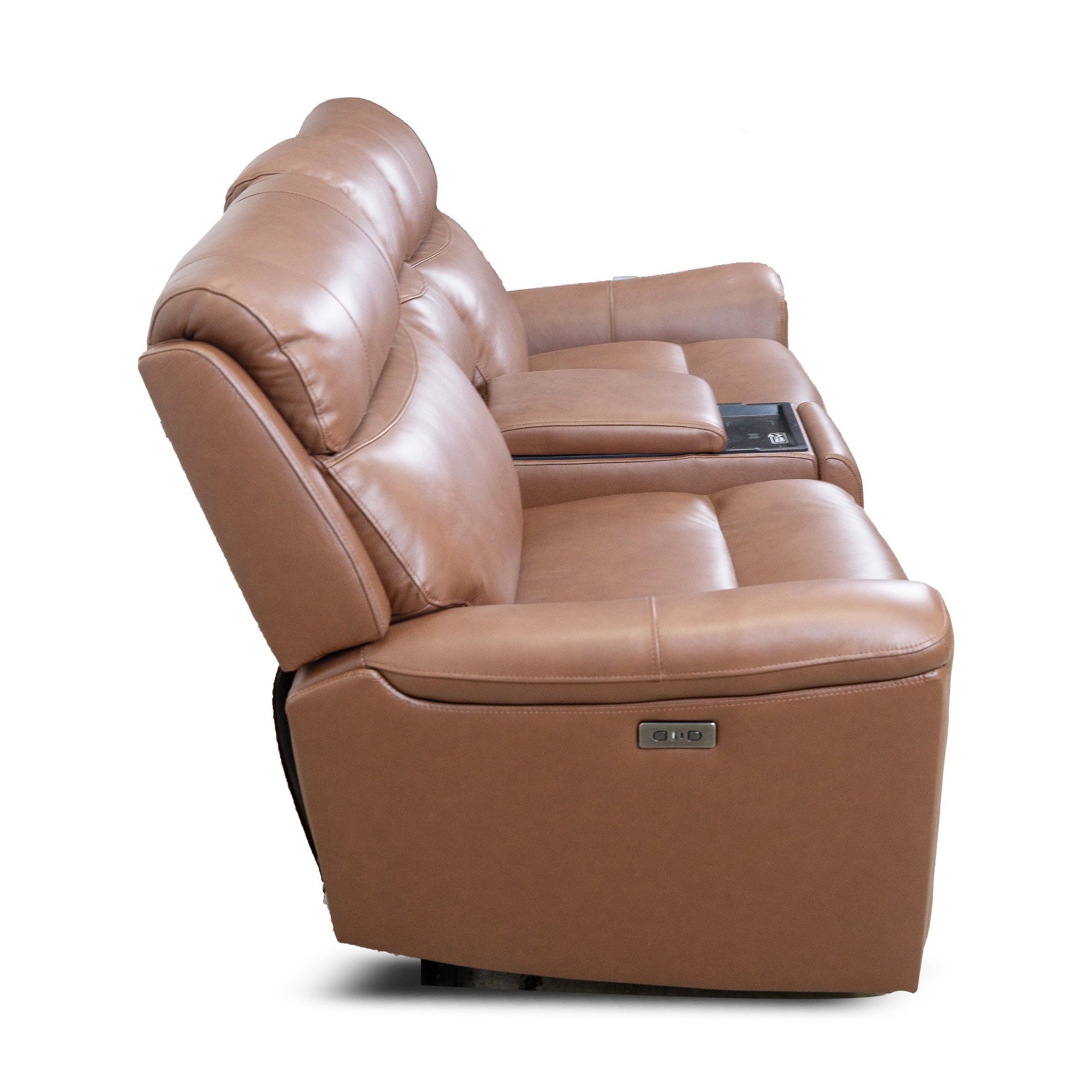 Cavallo Genuine Leather Power Recliner Loveseat with Console