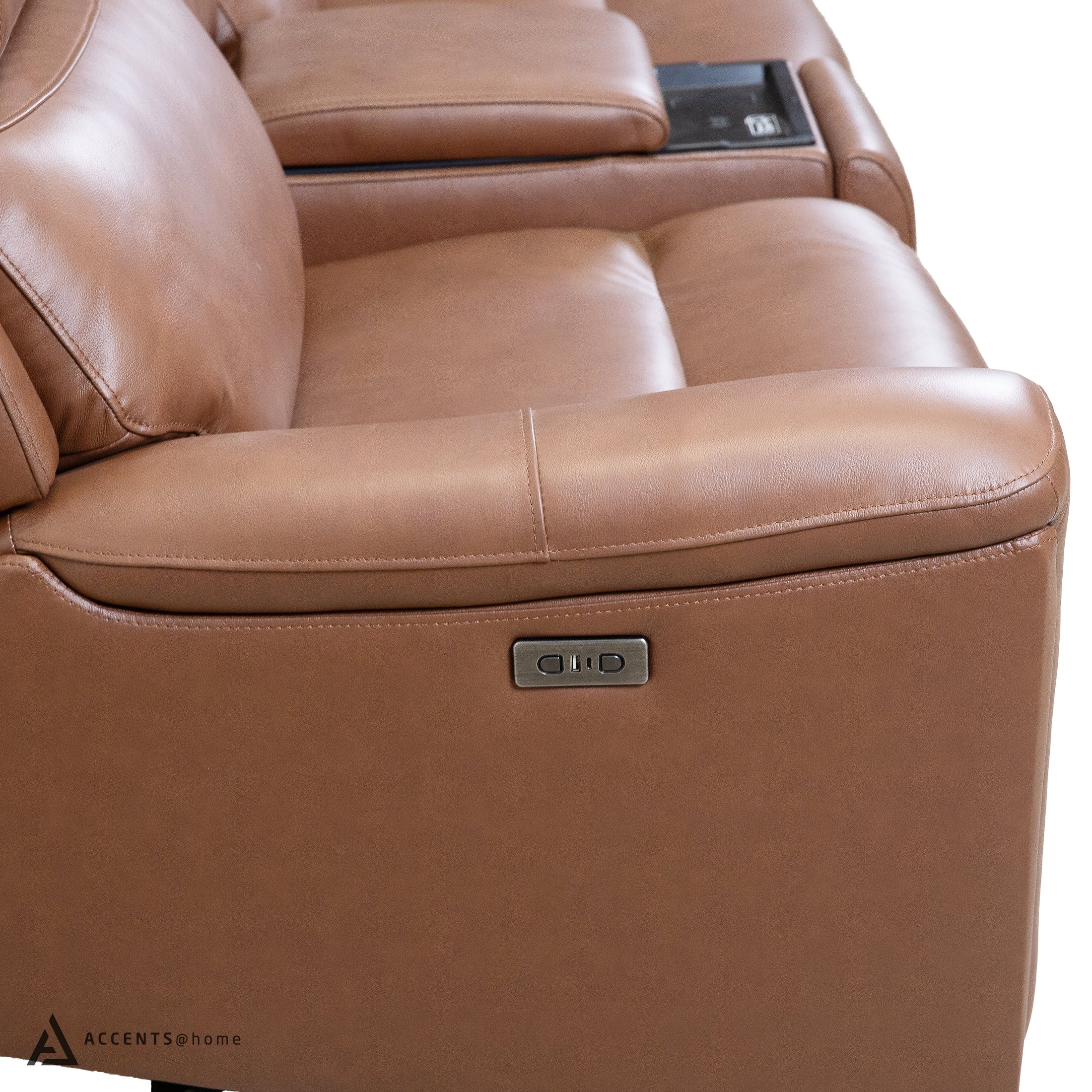 Cavallo Genuine Leather Power Recliner Loveseat with Console