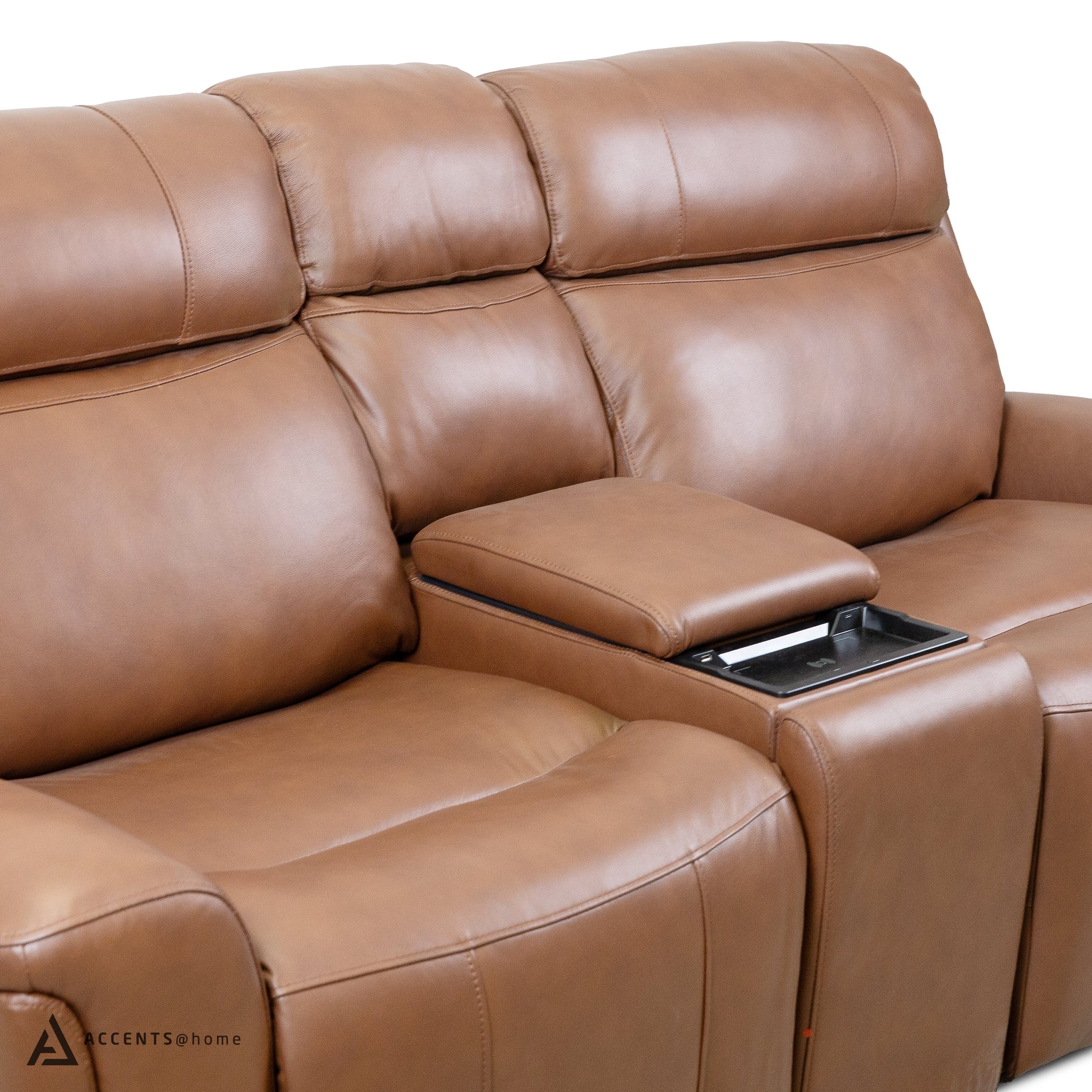 Cavallo Genuine Leather Power Recliner Loveseat with Console