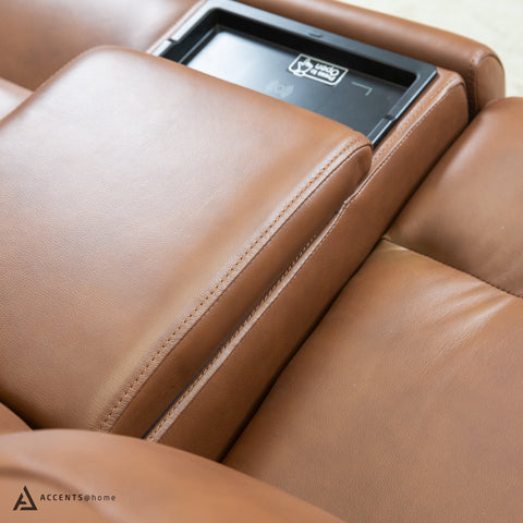 Cavallo Genuine Leather Power Recliner Loveseat with Console