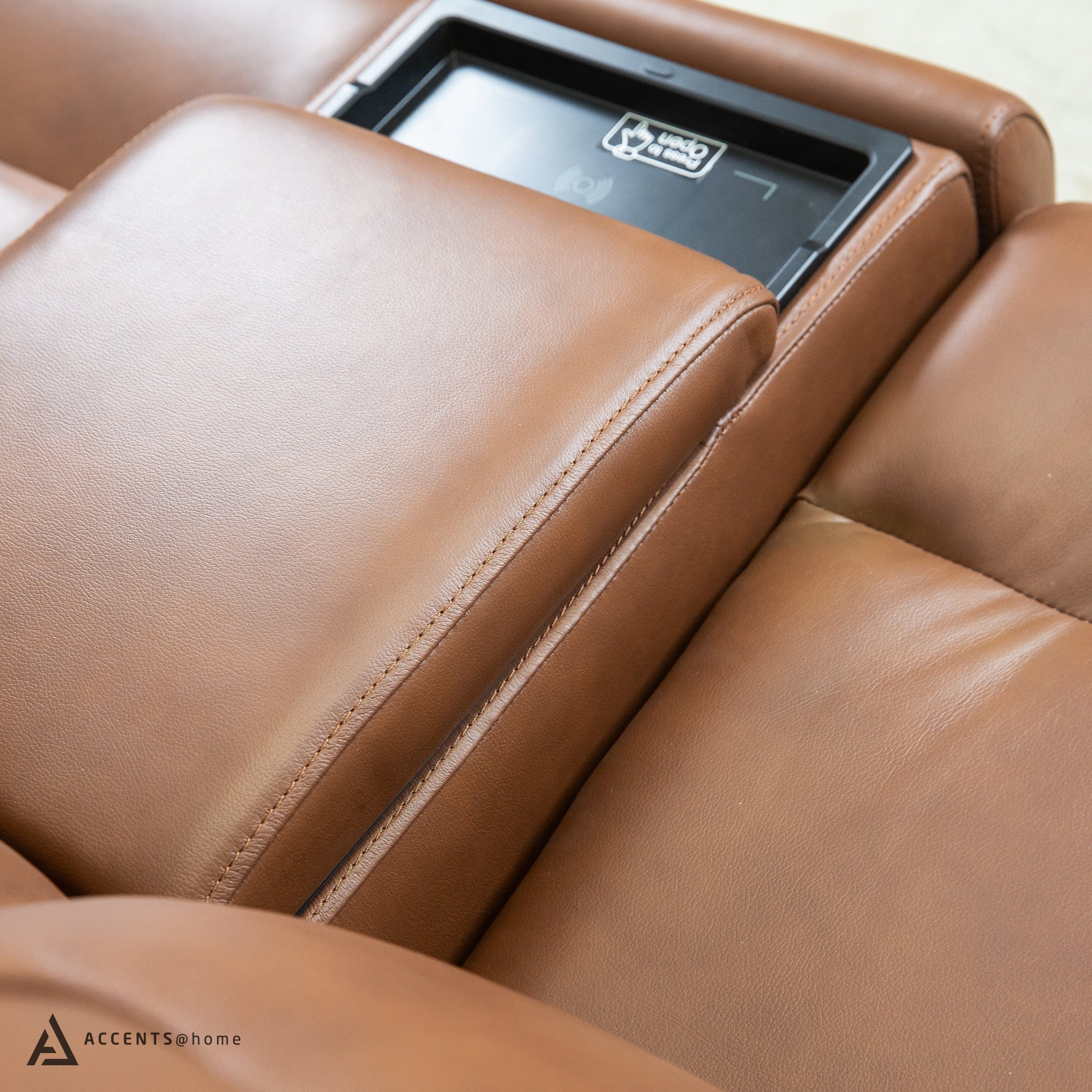 Cavallo Genuine Leather Power Recliner Loveseat with Console