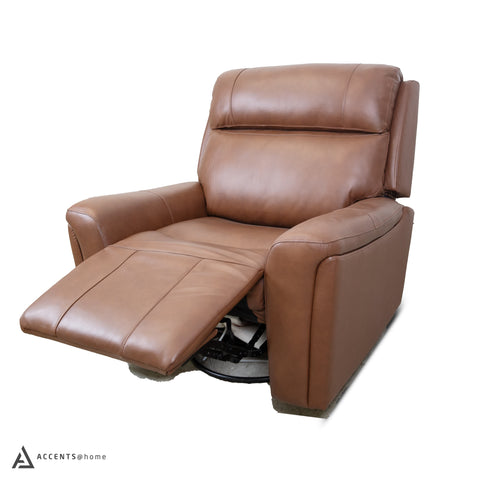 Cavallo Genuine Leather Swivel Manual Recliner Chair