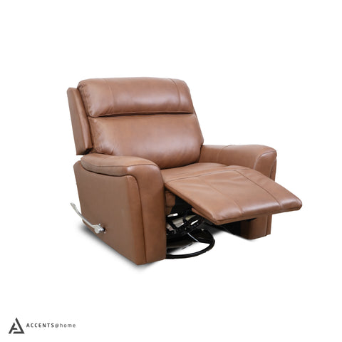 Cavallo Genuine Leather Swivel Manual Recliner Chair
