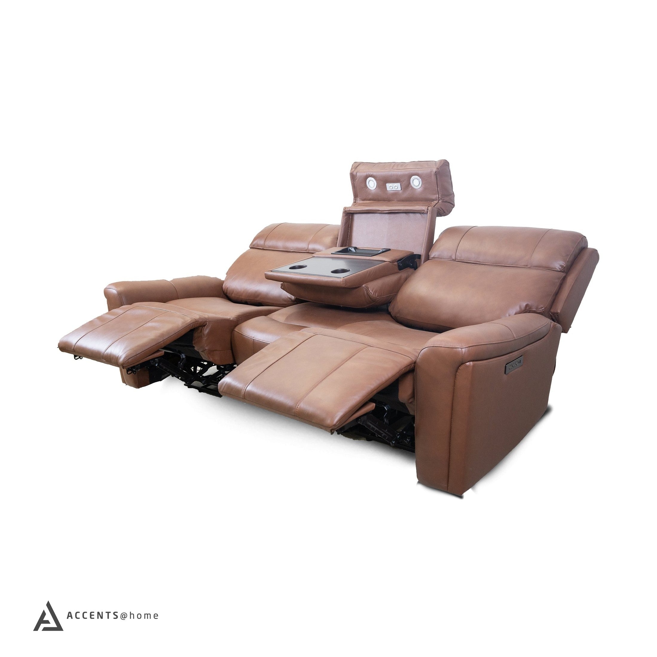 Cavallo Genuine Leather Power Recliner Sofa with Wireless Charger