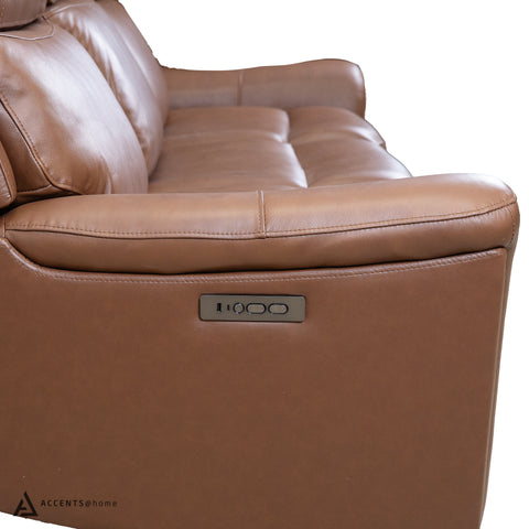 Cavallo Genuine Leather Power Recliner Sofa with Wireless Charger