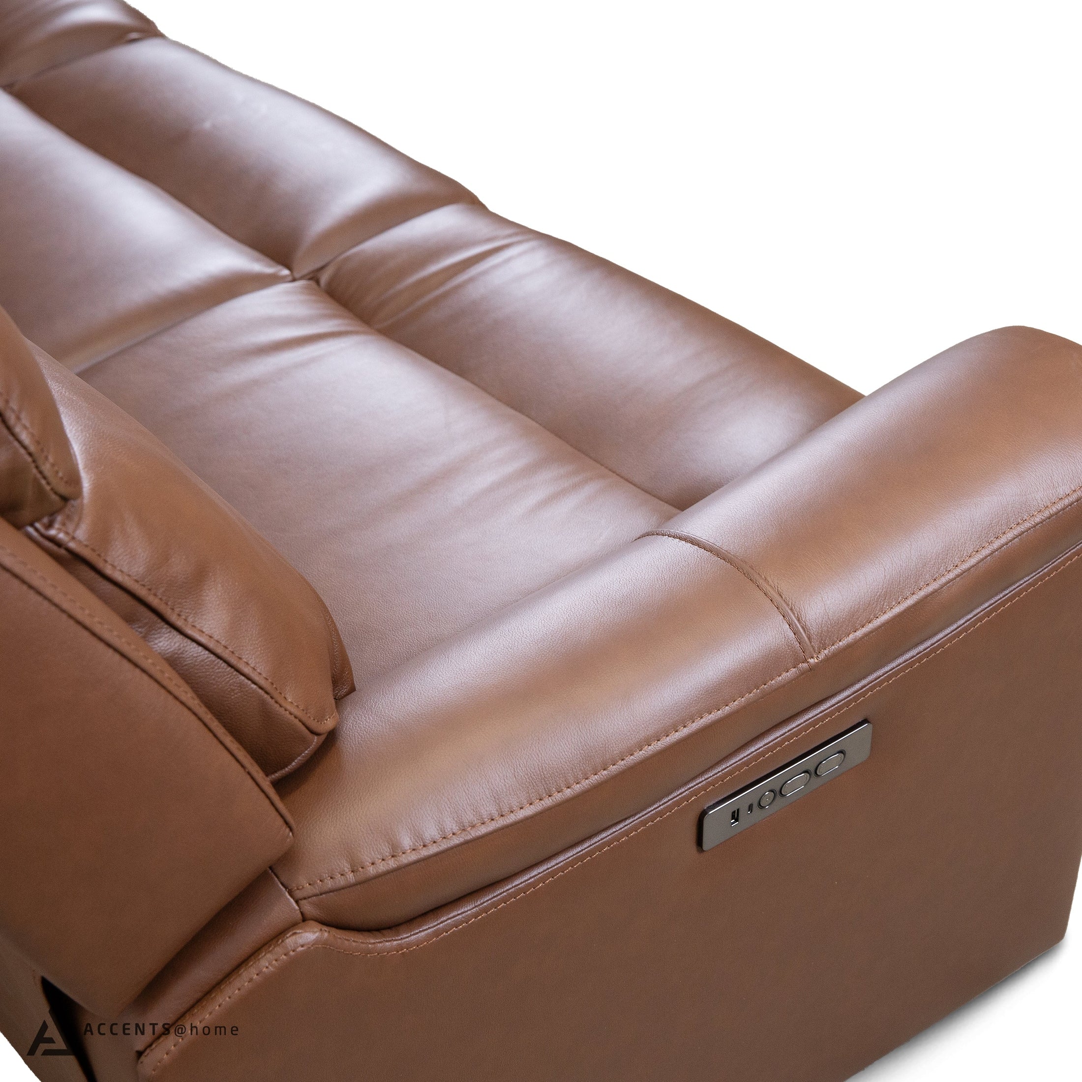 Cavallo Genuine Leather Power Recliner Sofa with Wireless Charger