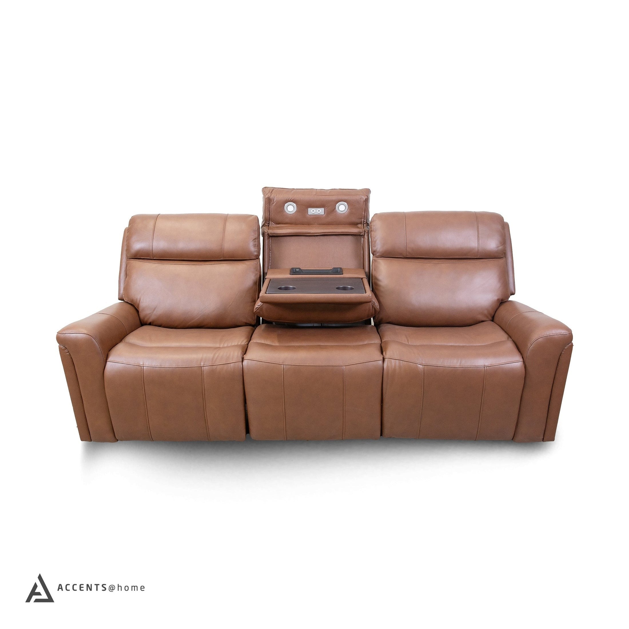 Cavallo Genuine Leather Power Recliner Sofa with Wireless Charger