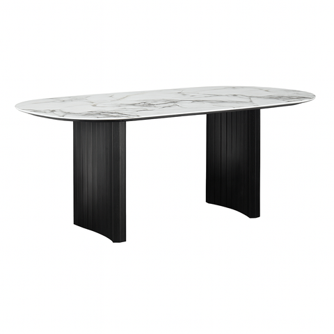 Henrik 79" White Ceramic & Black Oak Dining Table