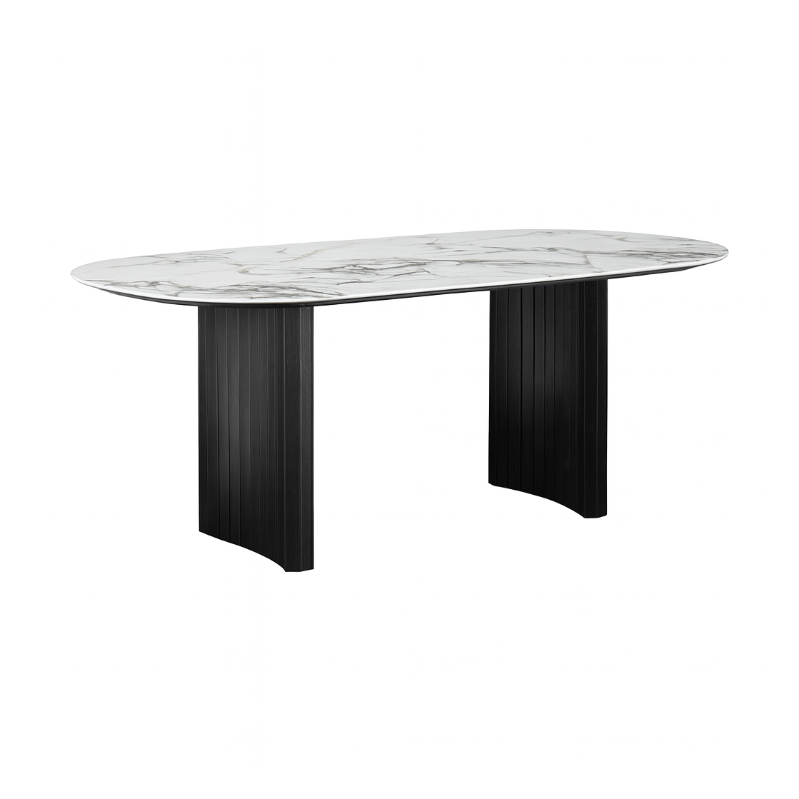 Henrik 79" White Ceramic & Black Oak Dining Table