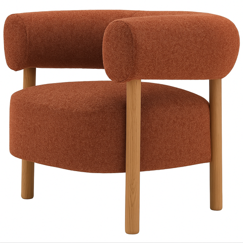 Odette Accent Chair – Warm Textured Fabric & Natural Wood Frame