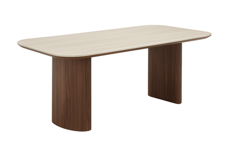 Nola Ceramic-Top Walnut Pedestal Dining Table