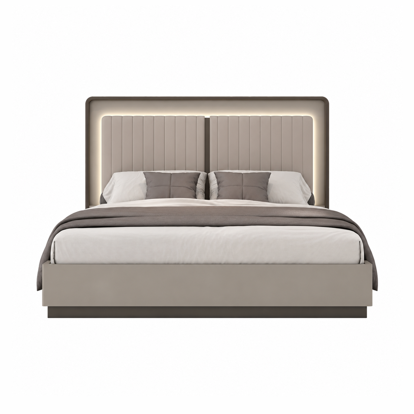 Avira Modern Storage Bed with LED Headboard – Grey