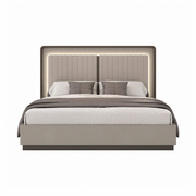 Avira Modern Storage Bed with LED Headboard – Grey