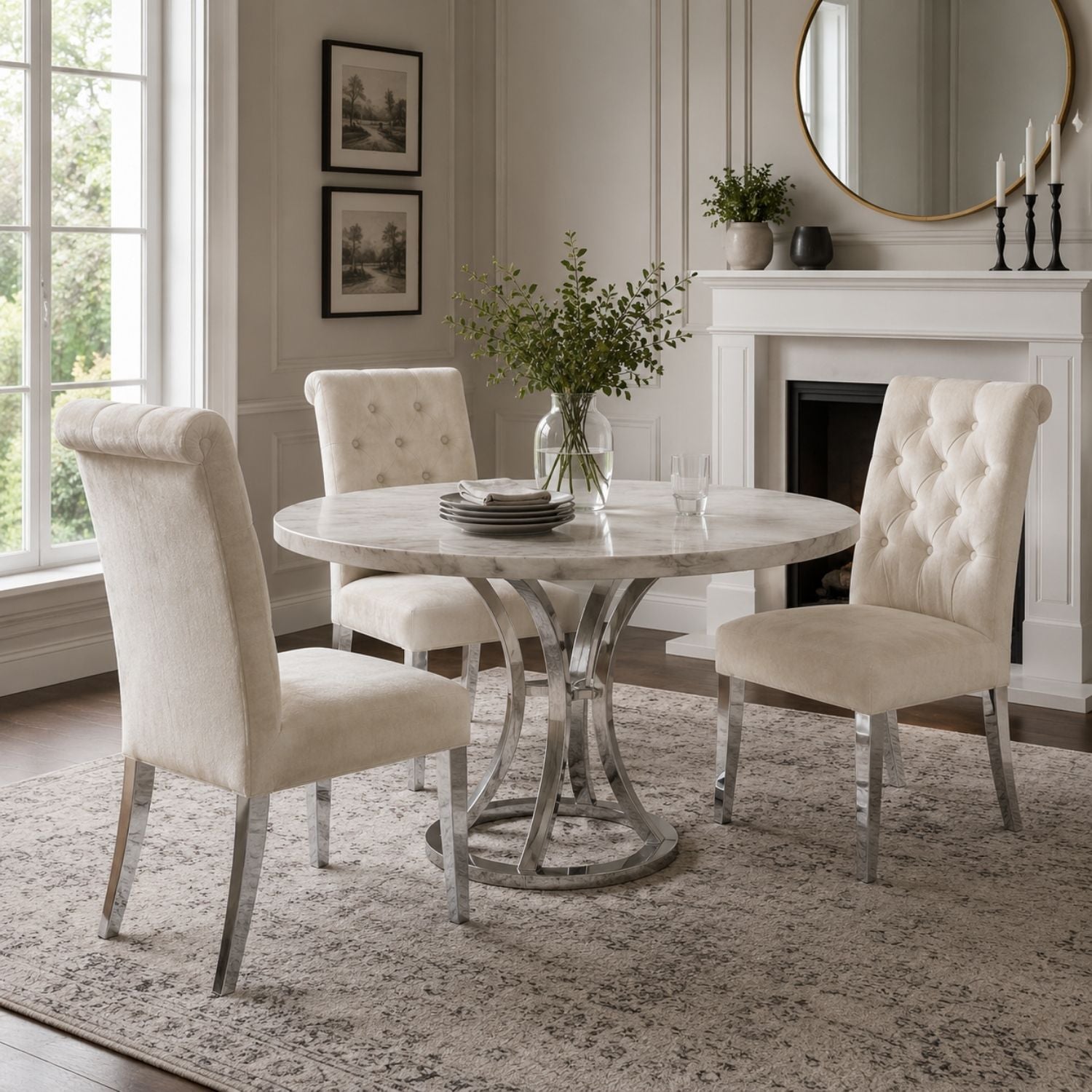 Chloe Side Chair, Set of 2 in Beige