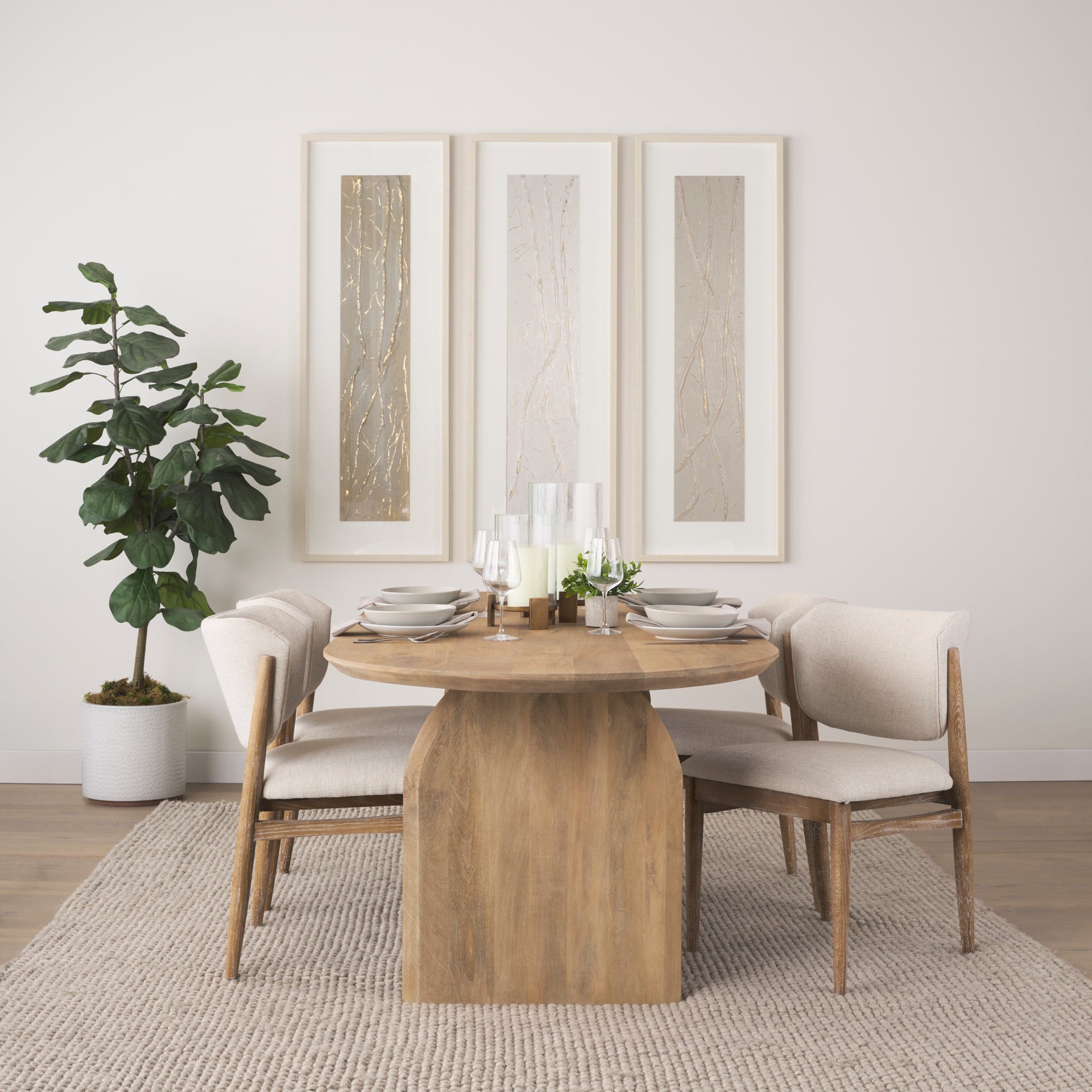 Cline Cream Fabric Upholstered Dining Chair